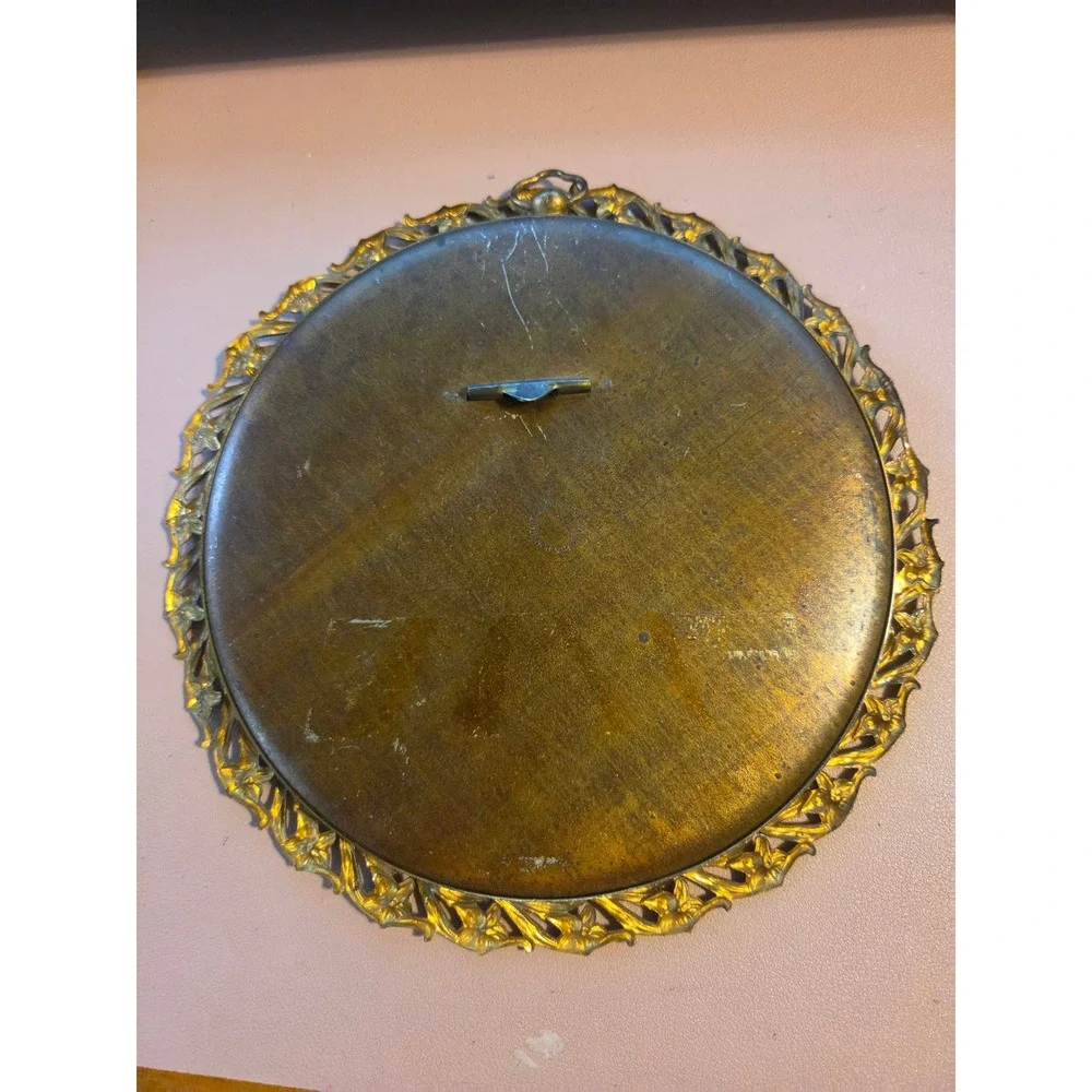 Antique Tintype Portrait Victorian Ferrotype Ornate Pierced Brass Frame